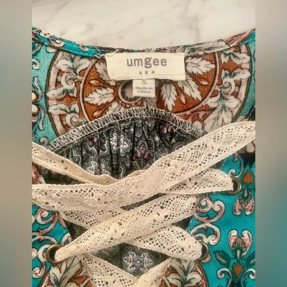 NEW Umgee Boho Lace Up Tunic Dress - Size Small - Picture 4 of 7